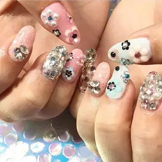 ネイル 渋谷／チップ長さ出し 👑アプレgel-xのネイルデザイン