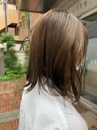 ミディアム カラー ボブパーマコテ巻き風 パーマNo1深江秀平のヘアスタイル