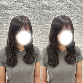 ロング カラー ベージュ/つや/ レイヤー／ゆいなのヘアスタイル