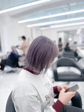 ミディアム カラー ダメージレスブリーチ ×美髪矯正【滝太】のヘアスタイル
