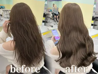 ロング カラー ブリーチ縮毛矯正飛我 韓国ヘア🫧のヘアスタイル