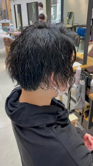 ミディアム パーマ メンズ 似合わせショート×透 明感/やじまたかしのヘアスタイル