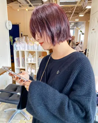 ショート カラー パーマ ヘアアレンジ くびれレイヤー/艶 カラー　MADOKAのヘアスタイル