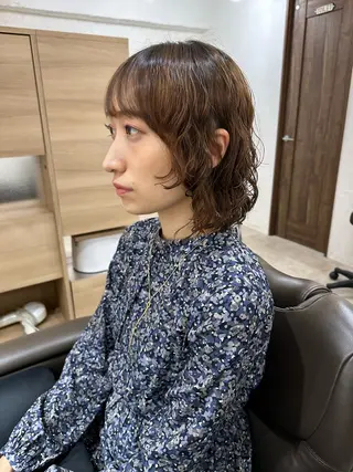 ミディアム カラー パーマ 髪質改善 縮毛矯正/ レイヤー/銀座/本木のヘアスタイル
