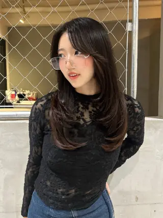 セミロング ブリーチなし透明感 カラー🤍ྀིきららのヘアスタイル