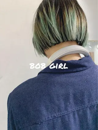 ショート カラー ボブパーマコテ巻き風 パーマNo1深江秀平のヘアスタイル