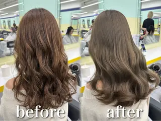 ロング カラー ブリーチ縮毛矯正飛我 韓国ヘア🫧のヘアスタイル