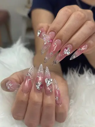 ネイル 🎀うかん 🎀チップ長さ出しのネイルデザイン