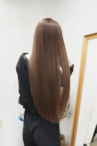 ロング カラー 透けヘア/艶ベージュ ヘアセット/nagiのヘアスタイル