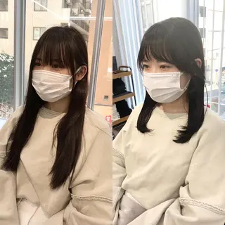 ミディアム カラー パーマ ヘアアレンジ メンズ キッズ ネイル マツエク・マツパ アイブロウ 似合せレイヤー/ 柔らか透明感カラーのヘアスタイル