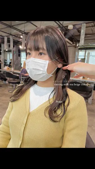 セミロング カラー パーマ ヘアアレンジ メンズ キッズ ネイル マツエク・マツパ アイブロウ 透明感カラー・レイヤ ー🎀amika🎀のヘアスタイル