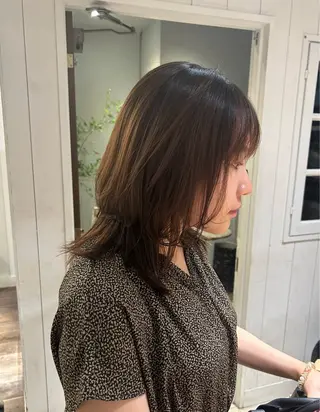 ミディアム yusa🌿‬レイヤ ー/赤みなしカラーのヘアスタイル