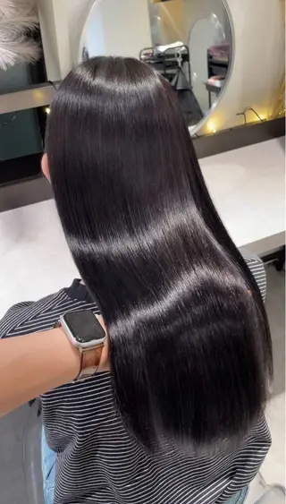 ロング カラー パーマ レイヤーカット 韓国ヘアayameのヘアスタイル