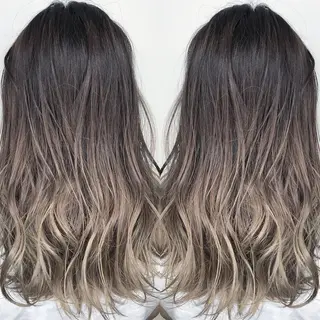 セミロング カラー 髪質改善カラー韓国風 レイヤーtudaのヘアスタイル