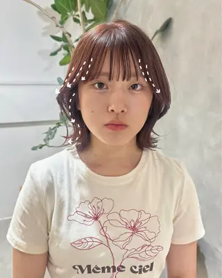セミロング 新宿/顔周りカット +レイヤー＝しずく♩のヘアスタイル