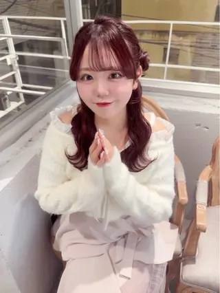 ロング ヘアアレンジ 無料カットモデル💞 ピンク💞みどりのヘアスタイル