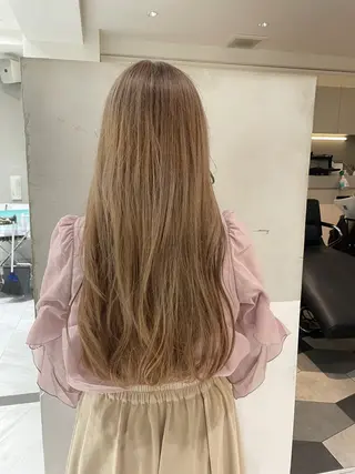 ロング カラー ヘアアレンジ ハイトーン/艶カラー 💎モエのヘアスタイル