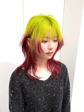 セミロング カラー ハイトーン/レイヤー /ウルフ⭐️永田⭐️のヘアスタイル