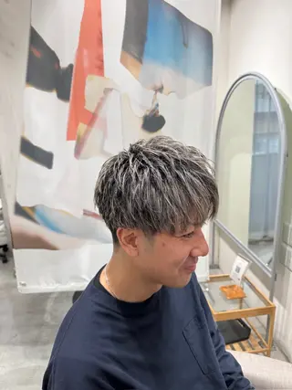カラー パーマ メンズ メンズパーマ特化/波 巻きツイスパ 長町至のヘアスタイル