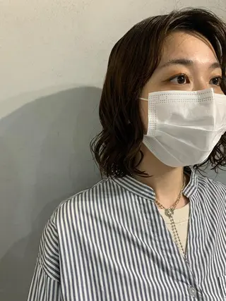 ミディアム パーマ ボブパーマコテ巻き風 パーマNo1深江秀平のヘアスタイル
