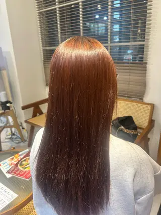 ロング 栄/海外風カラー/ ナチュラル縮毛のヘアスタイル