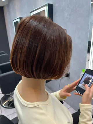 ショート カラー 髪質改善縮毛矯正/暖 色カラー/ウエダカナのヘアスタイル