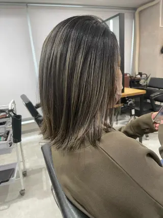 ミディアム カラー ヘアアレンジ 松井那津子 /ハイライトブリーチのヘアスタイル