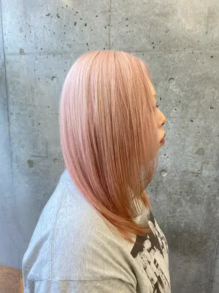 セミロング カラー ✨️艶ハイトーン特化 ✨️佐藤望のヘアスタイル