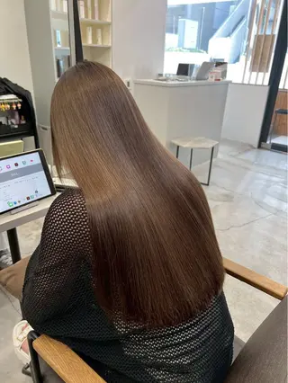 ロング パーマ 🍒モテ暖色カラー × うる艶✧ ゆなのヘアスタイル