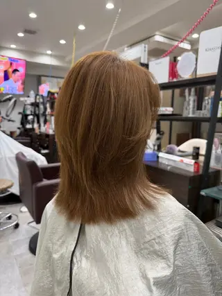 セミロング カラー パーマ/ブリーチ 新大久保/シンのヘアスタイル