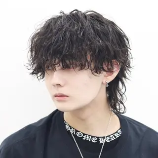 ショート カラー パーマ メンズ 🔥メンズ極🔥韓国 シャドウ/波巻き柿崎のヘアスタイル