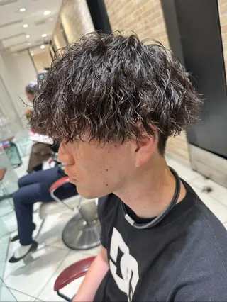 ショート カラー パーマ ヘアアレンジ メンズ 💈メンズ特化 美容師サキ💈のヘアスタイル