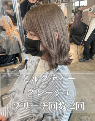 ミディアム ✨艶ブリーチカラー ✨四ノ宮裕己のヘアスタイル