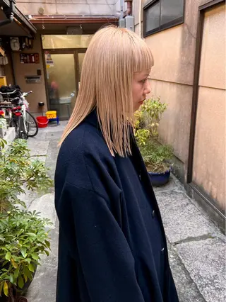 セミロング カラー ボブパーマ/レイヤー ヒロモトアサカのヘアスタイル