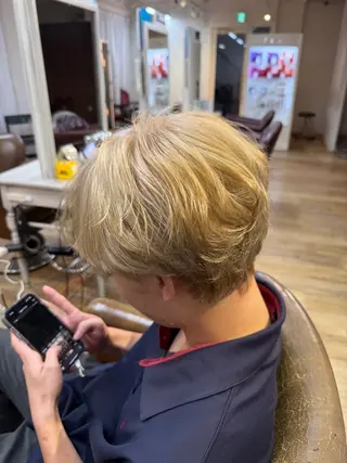 ショート カラー メンズ Afinar 乃空 パーマ✨️🌀のヘアスタイル