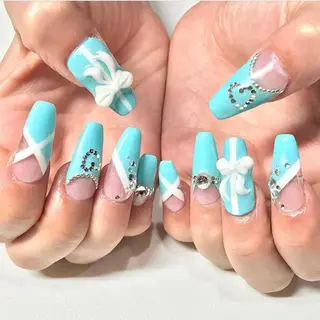 ネイル 渋谷／チップ長さ出し 👑アプレgel-xのネイルデザイン