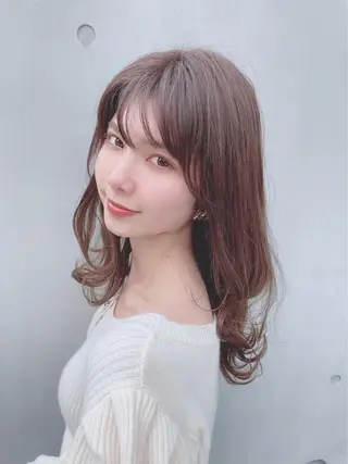 セミロング カラー パーマ ヘアアレンジ 【公式】amble luxe池袋東口🩷のヘアスタイル