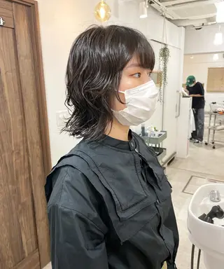 ミディアム パーマ 髪質改善 縮毛矯正/ レイヤー/銀座/本木のヘアスタイル