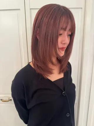 カラー ブリーチカラー🎀 韓国風/寺門美優のヘアスタイル