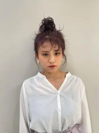 ミディアム カラー パーマ ヘアアレンジ 浅沼 ゆいのヘアスタイル