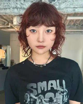 ミディアム カラー パーマ レイヤーパーマ/ パーマ特化 / なべのヘアスタイル