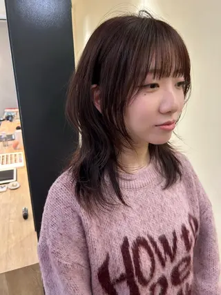 セミロング カラー hubhair レイヤー/透明感のヘアスタイル