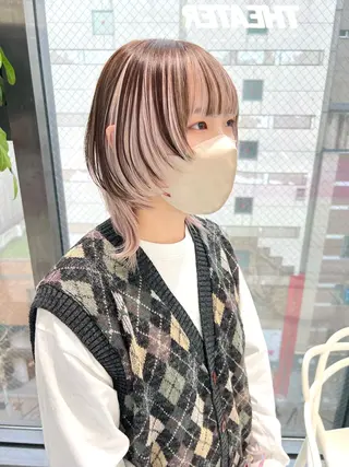 ミディアム カラー パーマ ヘアアレンジ メンズ キッズ ネイル マツエク・マツパ アイブロウ KANAMI 🌏のヘアスタイル