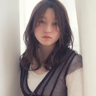 ミディアム カラー パーマ ヘアアレンジ 髪質改善/韓国風 レイヤー/田村祐樹のヘアスタイル