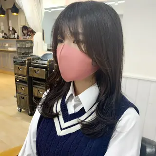 ミディアム カラー パーマ ヘアアレンジ メンズ キッズ ネイル マツエク・マツパ レイヤーカット/ 巻ける縮毛矯正のヘアスタイル