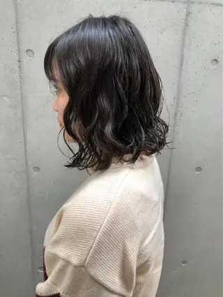 ミディアム パーマ ボブパーマコテ巻き風 パーマNo1深江秀平のヘアスタイル