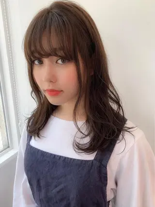 セミロング カラー ヘアアレンジ ダブルカラー｜ なおき｜池袋美容師のヘアスタイル