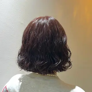 ミディアム パーマ 横浜パーマ🌐ボブ✨ 暖色カラーもえかのヘアスタイル