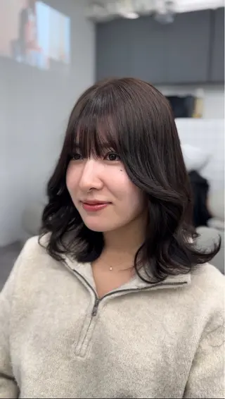 ミディアム 前髪顔まわりカット 🌈中村海聖のヘアスタイル