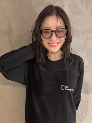 ミディアム カラー パーマ 落合 妙佳のヘアスタイル